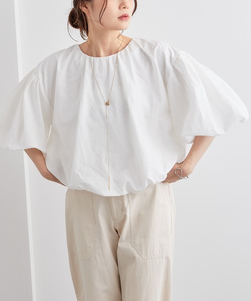 PUAL CE CIN（ピュアルセシン）の「バルーンプルオーバー（Tシャツ/カットソー・レディース・ホワイト/ベージュ/ピンク/グリーン・FREE）」の2枚目の写真