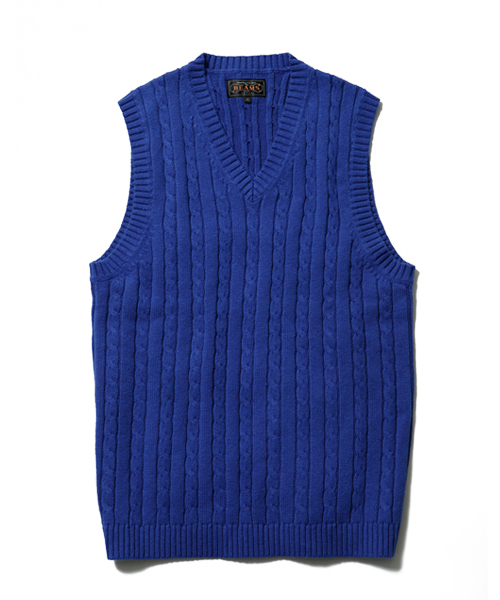 BEAMS PLUS(ビームスプラス)の「BEAMS PLUS / ケーブル ニットベスト(ベスト・メンズ・ホワイト/ケリー/ロイヤルブルー/ネイビー・MEDIUM/SMALL/LARGE)」の16枚目の写真