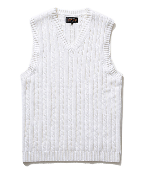 BEAMS PLUS(ビームスプラス)の「BEAMS PLUS / ケーブル ニットベスト(ベスト・メンズ・ホワイト/ケリー/ロイヤルブルー/ネイビー・MEDIUM/SMALL/LARGE)」の8枚目の写真