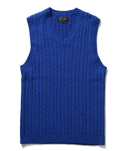 BEAMS PLUS(ビームスプラス)の「BEAMS PLUS / ケーブル ニットベスト(ベスト・メンズ・ホワイト/ケリー/ロイヤルブルー/ネイビー・MEDIUM/SMALL/LARGE)」の9枚目の写真