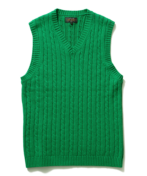 BEAMS PLUS(ビームスプラス)の「BEAMS PLUS / ケーブル ニットベスト(ベスト・メンズ・ホワイト/ケリー/ロイヤルブルー/ネイビー・MEDIUM/SMALL/LARGE)」の5枚目の写真