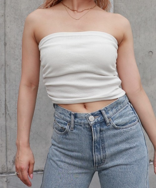 FIG&VIPER（フィグアンドバイパー）の「サイドギャザーベアTOP（チューブトップ・レディース・ブラック/ホワイト/ライトブルー・FREE）」の2枚目の写真