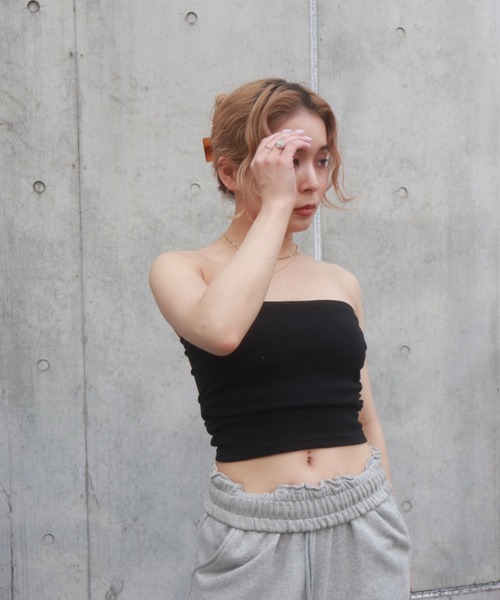 FIG&VIPER（フィグアンドバイパー）の「サイドギャザーベアTOP（チューブトップ・レディース・ブラック/ホワイト/ライトブルー・FREE）」の14枚目の写真