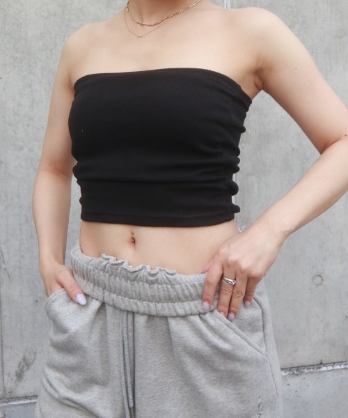FIG&VIPER（フィグアンドバイパー）の「サイドギャザーベアTOP（チューブトップ・レディース・ブラック/ホワイト/ライトブルー・FREE）」の12枚目の写真