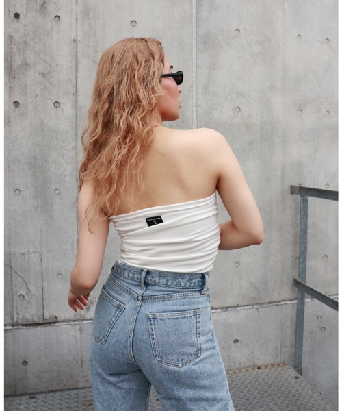 FIG&VIPER（フィグアンドバイパー）の「サイドギャザーベアTOP（チューブトップ・レディース・ブラック/ホワイト/ライトブルー・FREE）」の18枚目の写真