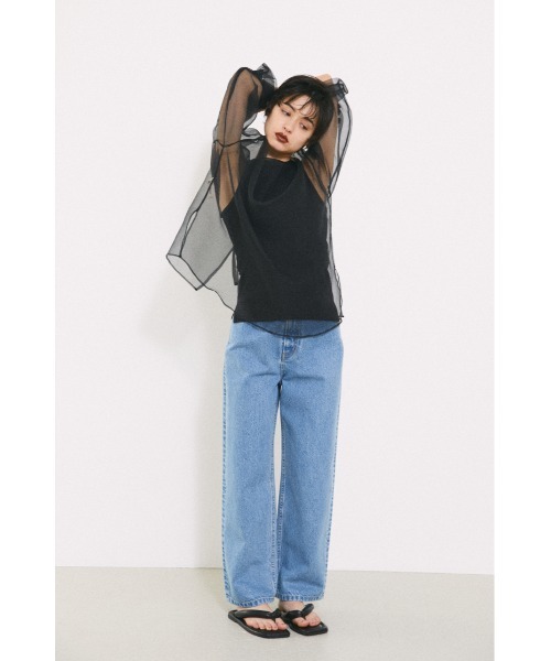 BLACK BY MOUSSY(ブラックバイマウジー)の「2way sheer cardigan(2ウェイシアーカーディガン)(カーディガン/ボレロ・レディース・ブラック/オフホワイト・FREE)」の12枚目の写真