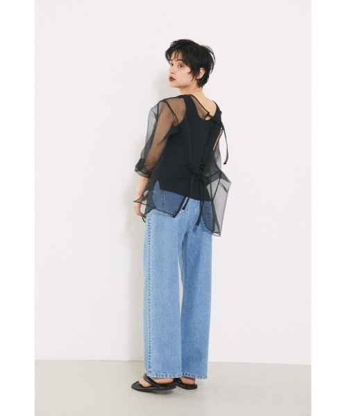 BLACK BY MOUSSY(ブラックバイマウジー)の「2way sheer cardigan(2ウェイシアーカーディガン)(カーディガン/ボレロ・レディース・ブラック/オフホワイト・FREE)」の13枚目の写真