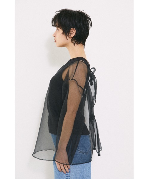 BLACK BY MOUSSY(ブラックバイマウジー)の「2way sheer cardigan(2ウェイシアーカーディガン)(カーディガン/ボレロ・レディース・ブラック/オフホワイト・FREE)」の16枚目の写真