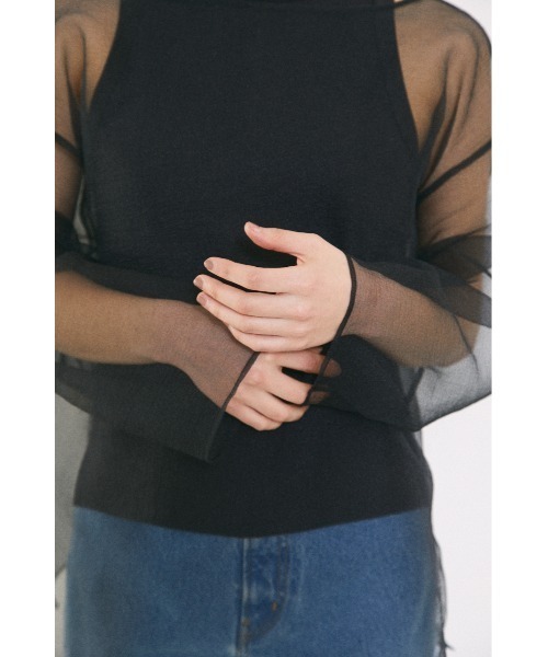 BLACK BY MOUSSY(ブラックバイマウジー)の「2way sheer cardigan(2ウェイシアーカーディガン)(カーディガン/ボレロ・レディース・ブラック/オフホワイト・FREE)」の19枚目の写真