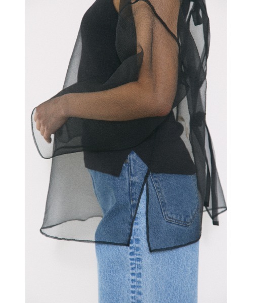 BLACK BY MOUSSY(ブラックバイマウジー)の「2way sheer cardigan(2ウェイシアーカーディガン)(カーディガン/ボレロ・レディース・ブラック/オフホワイト・FREE)」の21枚目の写真