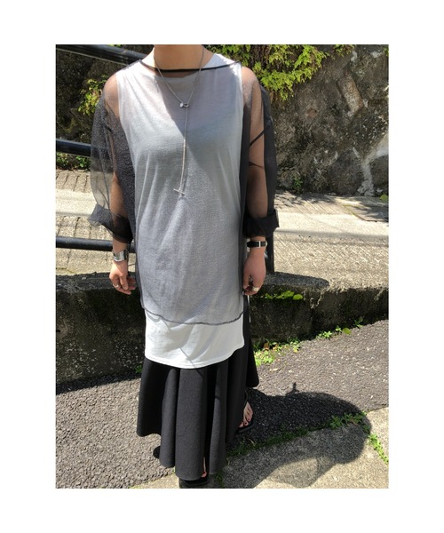 BLACK BY MOUSSY(ブラックバイマウジー)の「2way sheer cardigan(2ウェイシアーカーディガン)(カーディガン/ボレロ・レディース・ブラック/オフホワイト・FREE)」の6枚目の写真