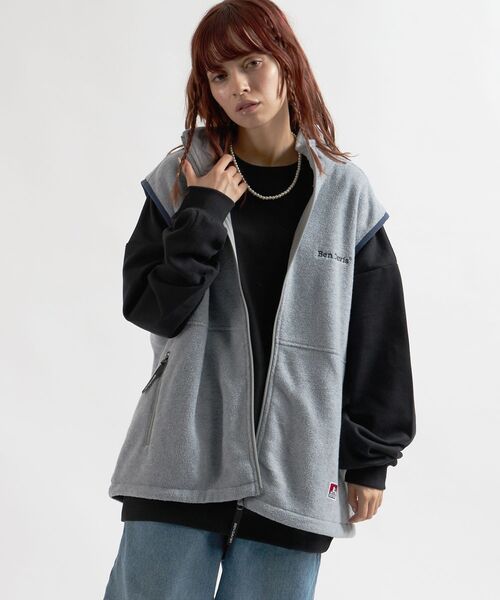 BEN DAVIS（ベンデイビス）の「【BEN DAVIS(ベンデイビス)】FLEECE VEST / ≪NAVAL別注≫ フリース フルジップ ワンポイント刺繍 スタンドカラー ベスト（ベスト・メンズ・ダークグリーン/ターコイズブルー/イエロー/グレー・MEDIUM/X-LARGE/LARGE）」の20枚目の写真