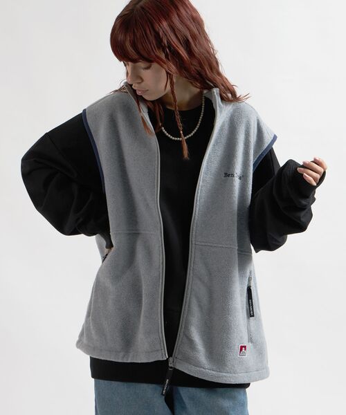 BEN DAVIS（ベンデイビス）の「【BEN DAVIS(ベンデイビス)】FLEECE VEST / ≪NAVAL別注≫ フリース フルジップ ワンポイント刺繍 スタンドカラー ベスト（ベスト・メンズ・ダークグリーン/ターコイズブルー/イエロー/グレー・MEDIUM/X-LARGE/LARGE）」の21枚目の写真