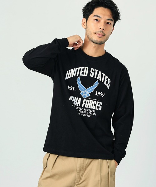 セール エアフォースプリント 長袖tシャツ Tシャツ カットソー Alpha アルファ のファッション通販 Zozotown