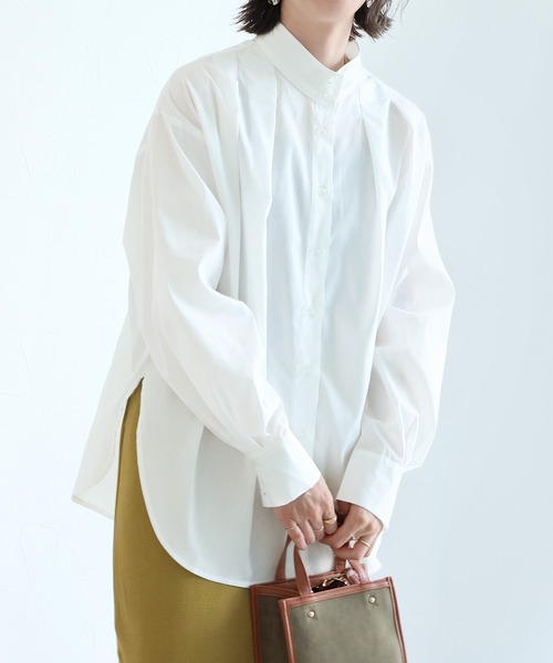 reca(レカ)の「スタンドカラータックブラウス(シャツ/ブラウス・レディース・ブラック/カーキ/オフホワイト・M)」の19枚目の写真