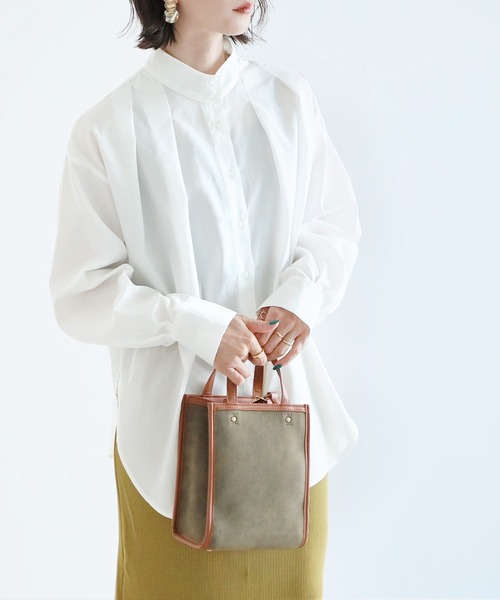 reca(レカ)の「スタンドカラータックブラウス(シャツ/ブラウス・レディース・ブラック/カーキ/オフホワイト・M)」の14枚目の写真