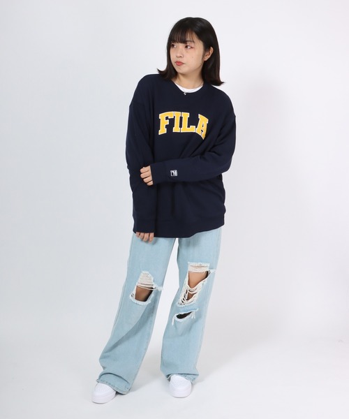 FILA（フィラ）の「FILA（フィラ）サガラワッペン カレッジロゴ刺繍スウェットトップス メンズ レディース/トレーナープルオーバー（スウェット・メンズ・ネイビー/スミクロ/アッシュグレー/ダークグリーン・L/LL/M）」の21枚目の写真