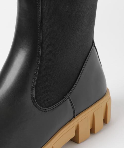 ITEMS URBANRESEARCH(アイテムズ アーバンリサーチ)の「コンビサイドゴアブーツ(ブーツ・レディース・ブラック/ベージュ・SMALL/MEDIUM/LARGE)」の5枚目の写真