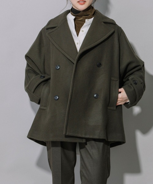 Munich(ミューニック)の「ブラッシュウールメルトンビッグピーコート(ピーコート・レディース・ライトブルー/オリーブ/ネイビー/キャメル・XS/S)」の16枚目の写真