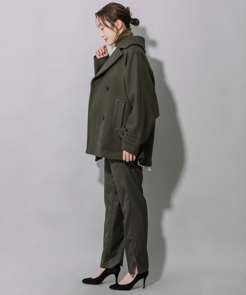 Munich(ミューニック)の「ブラッシュウールメルトンビッグピーコート(ピーコート・レディース・ライトブルー/オリーブ/ネイビー/キャメル・XS/S)」の14枚目の写真