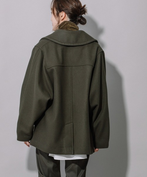 Munich(ミューニック)の「ブラッシュウールメルトンビッグピーコート(ピーコート・レディース・ライトブルー/オリーブ/ネイビー/キャメル・XS/S)」の18枚目の写真