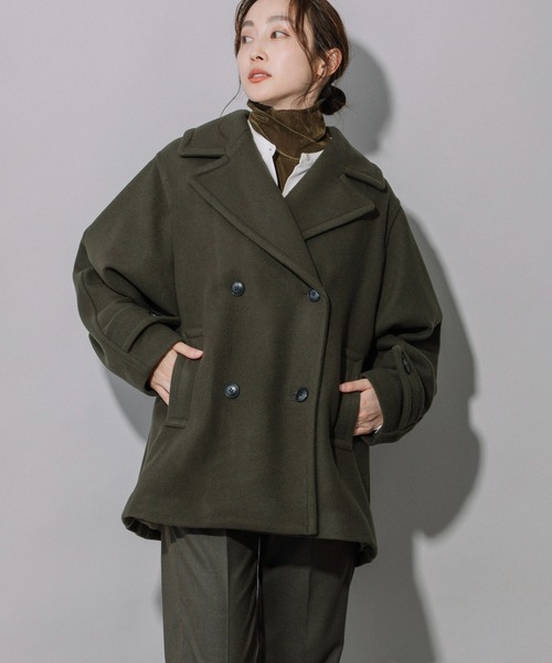 Munich(ミューニック)の「ブラッシュウールメルトンビッグピーコート(ピーコート・レディース・ライトブルー/オリーブ/ネイビー/キャメル・XS/S)」の21枚目の写真