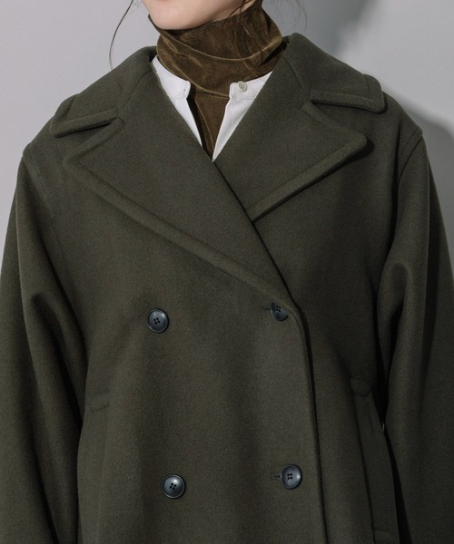 Munich(ミューニック)の「ブラッシュウールメルトンビッグピーコート(ピーコート・レディース・ライトブルー/オリーブ/ネイビー/キャメル・XS/S)」の22枚目の写真