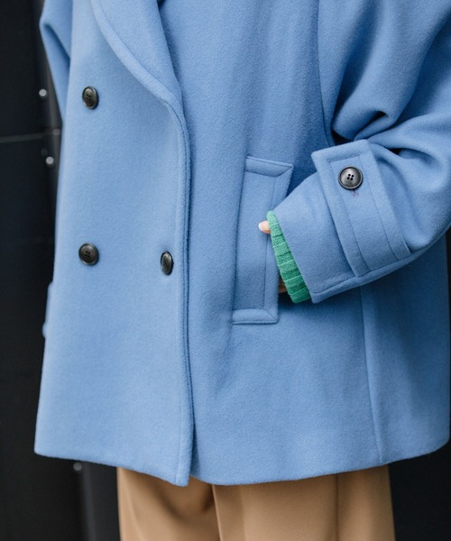 Munich(ミューニック)の「ブラッシュウールメルトンビッグピーコート(ピーコート・レディース・ライトブルー/オリーブ/ネイビー/キャメル・XS/S)」の10枚目の写真