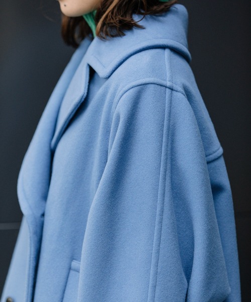 Munich(ミューニック)の「ブラッシュウールメルトンビッグピーコート(ピーコート・レディース・ライトブルー/オリーブ/ネイビー/キャメル・XS/S)」の7枚目の写真