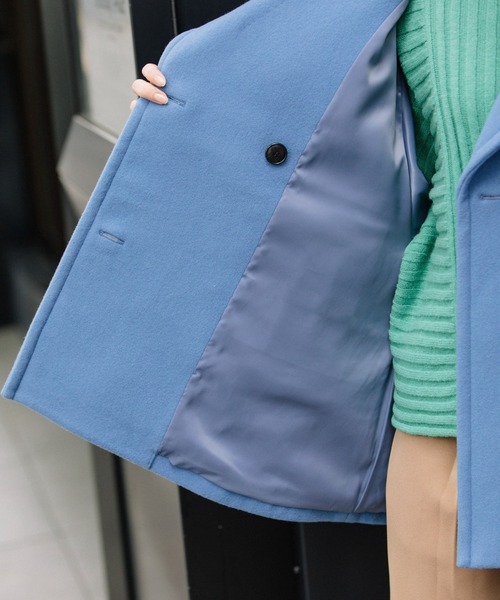 Munich(ミューニック)の「ブラッシュウールメルトンビッグピーコート(ピーコート・レディース・ライトブルー/オリーブ/ネイビー/キャメル・XS/S)」の12枚目の写真
