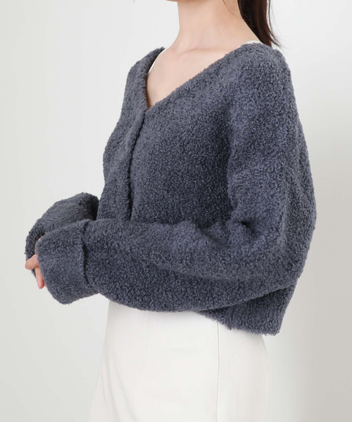 archives（アルシーヴ）の「テディベアニットショートカーディガン（カーディガン/ボレロ・レディース・ブルー/グリーン/アイボリー/モカ・MEDIUM）」の4枚目の写真