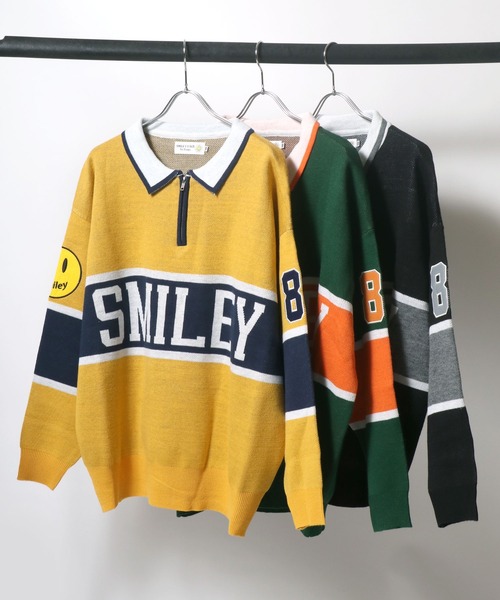 kapital ダークグリーン スマイリーフェイス ニットセーターsmiley