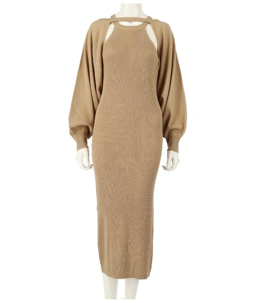 ANAP（アナップ）の「ニットワンピース×ボレロアンサンブル（ワンピース・レディース・ベージュ/ブラック・FREE）」の9枚目の写真