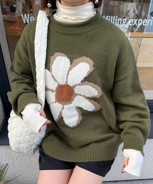nemne store（ネンネストア）の「ジャガードフラワーニットプル