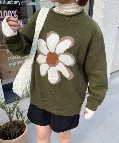 nemne store（ネンネストア）の「ジャガードフラワーニットプル