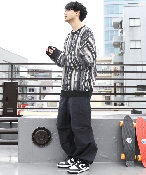 ８(eight)（エイト）の「３Ｄクルーネックニット（ニット/セーター・メンズ・グレイッシュベージュ/ダークグリーン/ブラック・LARGE/MEDIUM）」の7枚目の写真