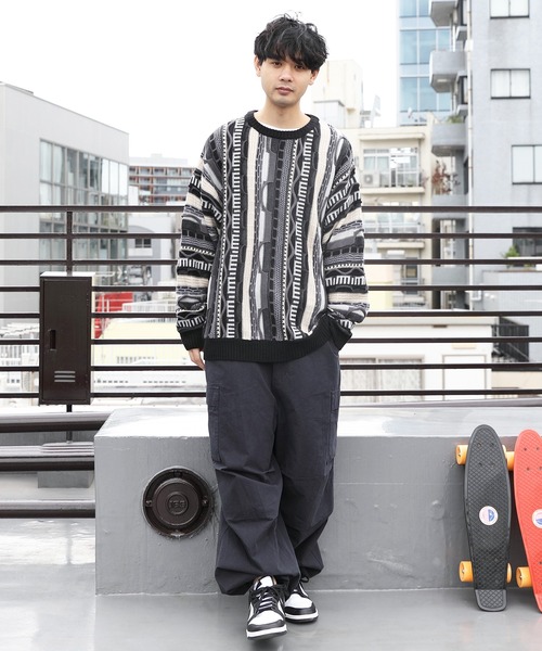 ８(eight)（エイト）の「３Ｄクルーネックニット（ニット/セーター・メンズ・グレイッシュベージュ/ダークグリーン/ブラック・LARGE/MEDIUM）」の9枚目の写真