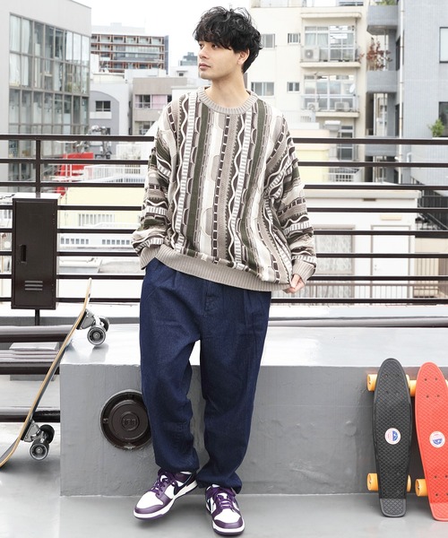 ８(eight)（エイト）の「３Ｄクルーネックニット（ニット/セーター・メンズ・グレイッシュベージュ/ダークグリーン/ブラック・LARGE/MEDIUM）」の22枚目の写真