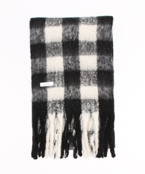 Ameri（アメリ）の「CHECK FLUFFY SOFT STOLE（ストール/ショール・レディース・ブラック/ブルー・FREE）」の3枚目の写真