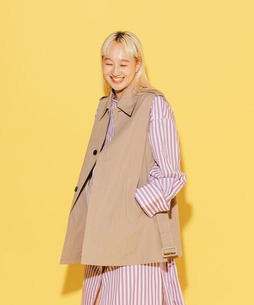 CITEN（シテン）の「＜CITEN＞ステンカラー ベスト（ベスト・レディース・ベージュ/オフホワイト・FREE）」の2枚目の写真