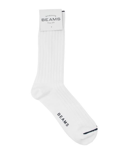 BEAMS(ビームス)の「◎BEAMS / ベーシック リブ編み ソックス (ソックス/靴下・メンズ・ホワイト/グレー/ブラック/ネイビー・ONE SIZE)」の1枚目の写真