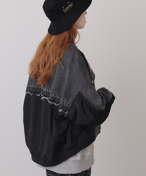 DOUBLE NAME（ダブルネーム）の「GジャンドッキングMA-1（MA-1・レディース・インディゴブルー/ブラック・FREE）」の4枚目の写真