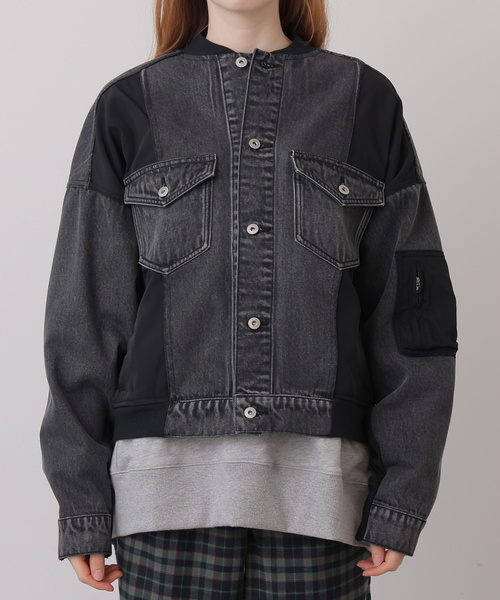 DOUBLE NAME（ダブルネーム）の「GジャンドッキングMA-1（MA-1・レディース・インディゴブルー/ブラック・FREE）」の8枚目の写真