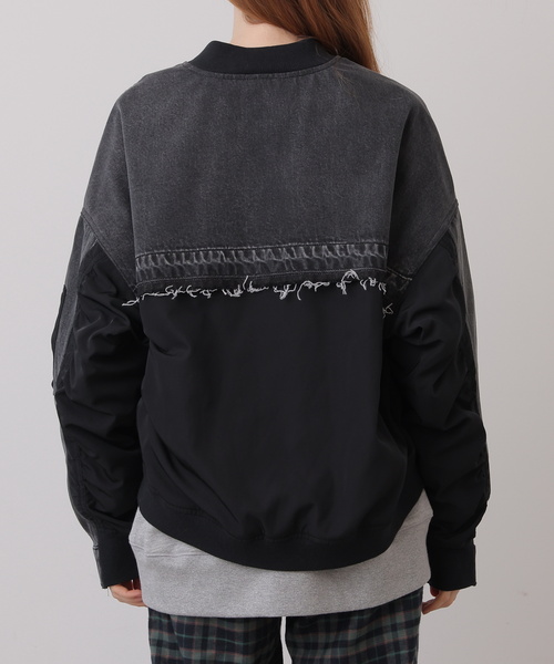 DOUBLE NAME（ダブルネーム）の「GジャンドッキングMA-1（MA-1・レディース・インディゴブルー/ブラック・FREE）」の10枚目の写真