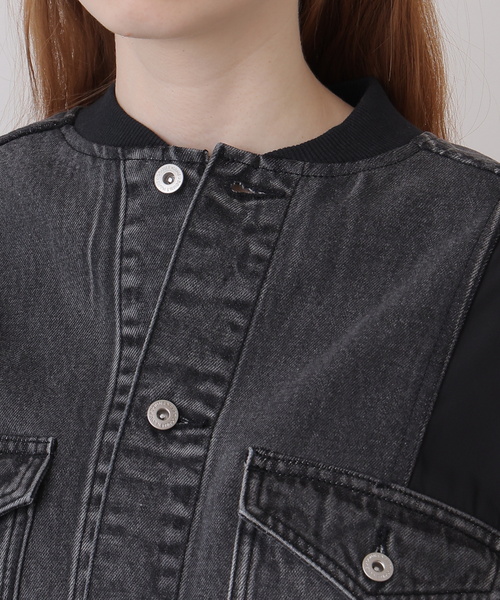 DOUBLE NAME（ダブルネーム）の「GジャンドッキングMA-1（MA-1・レディース・インディゴブルー/ブラック・FREE）」の12枚目の写真