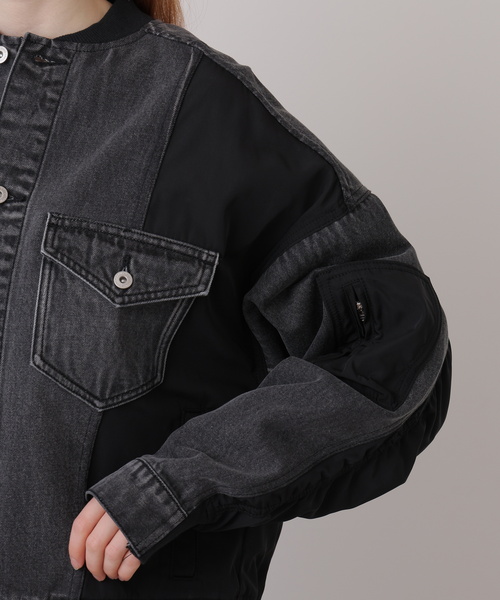 DOUBLE NAME（ダブルネーム）の「GジャンドッキングMA-1（MA-1・レディース・インディゴブルー/ブラック・FREE）」の13枚目の写真