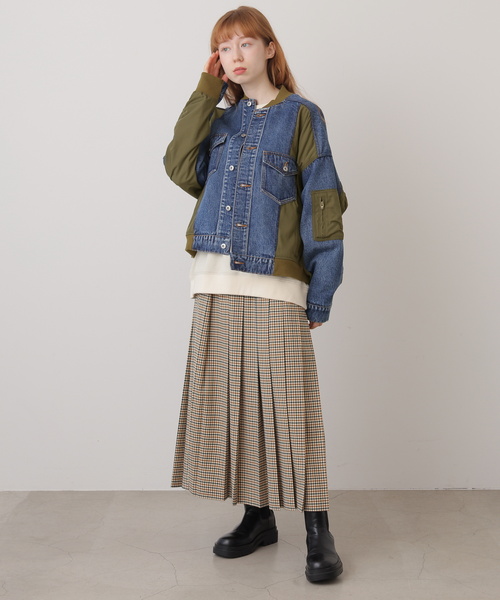 DOUBLE NAME（ダブルネーム）の「GジャンドッキングMA-1（MA-1・レディース・インディゴブルー/ブラック・FREE）」の21枚目の写真