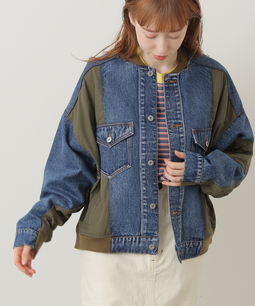 DOUBLE NAME（ダブルネーム）の「GジャンドッキングMA-1（MA-1・レディース・インディゴブルー/ブラック・FREE）」の20枚目の写真