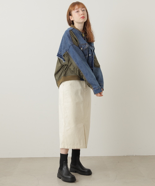 DOUBLE NAME（ダブルネーム）の「GジャンドッキングMA-1（MA-1・レディース・インディゴブルー/ブラック・FREE）」の18枚目の写真