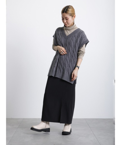 Samansa Mos2 blue(サマンサモスモスブルー)の「【発熱保温】タートルネックプルオーバー(Tシャツ/カットソー・レディース・オフホワイト/ブラック/シルバーグレー/ベージュ・MEDIUM/LARGE)」の18枚目の写真